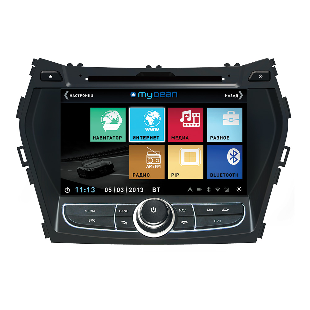 Головное устройство MyDean 3209 для автомобилей Hyundai Santa Fe (2013-)