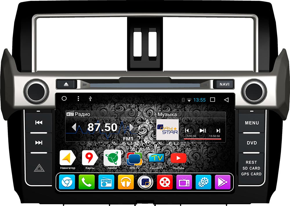 Штатная магнитола DAYSTAR DS-7047HD для Toyota Prado 150 (2013-) на Android 9