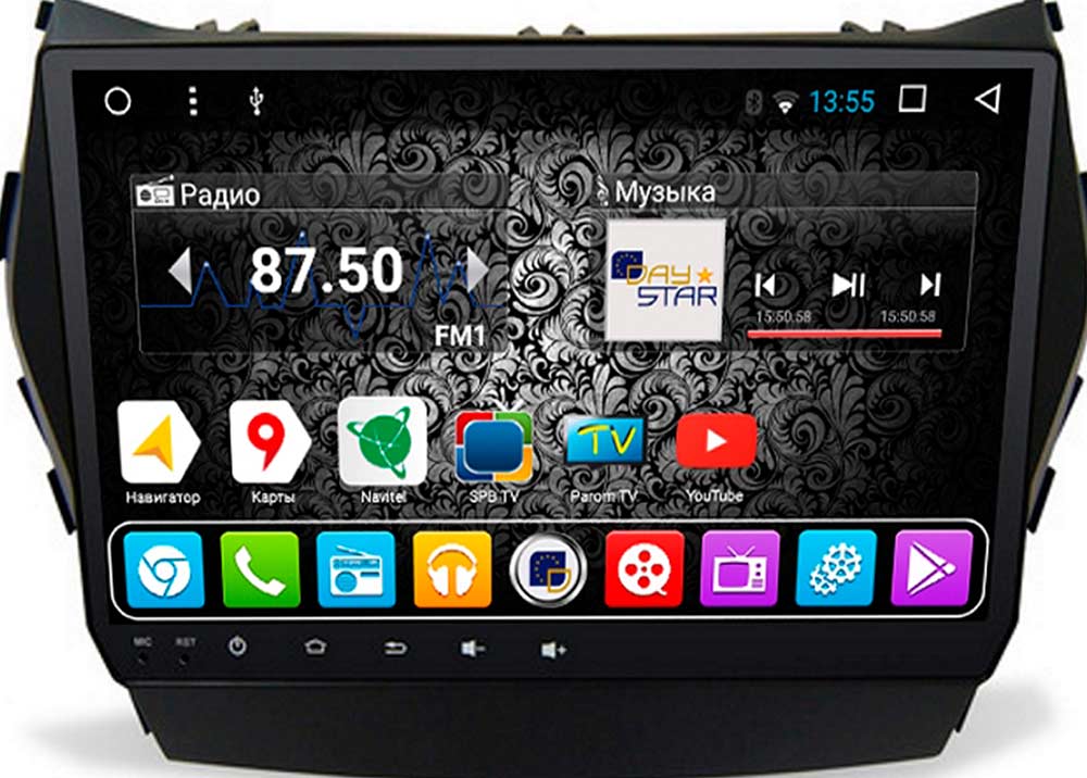 Штатная магнитола DAYSTAR DS-7004HB для Hyundai Santa Fe (2012-2018) на Android 9