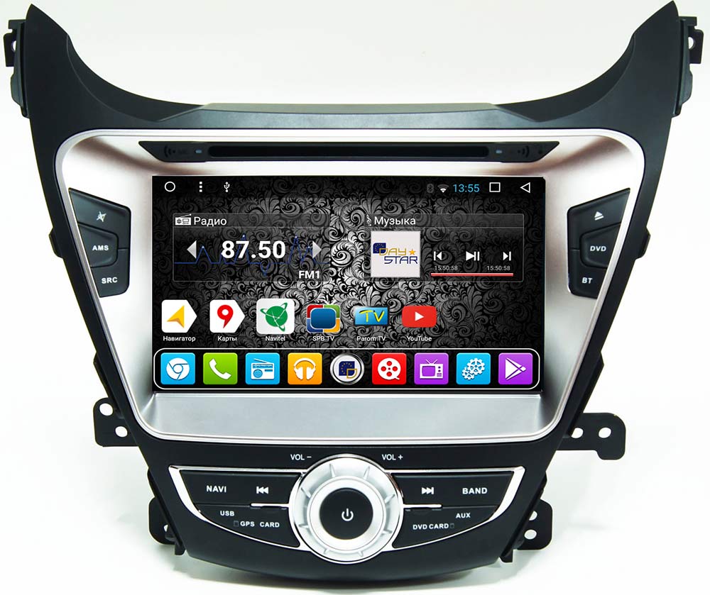 Магнитола DAYSTAR DS-7067HD Hyundai Elantra (2014-) на Android 9 с DVD приводом